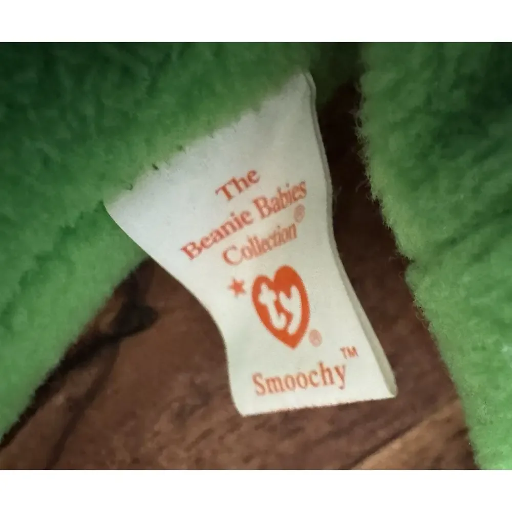 TY Beanie Baby - SMOOCHY the Frog (8 inch) PVC + 1993 Mini Version